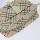 BURBERRY Nova Check Blue Label Shoulder Bag Canvas Beige Silver Auth bs30440-6