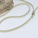 BURBERRY Nova Check Blue Label Shoulder Bag Canvas Beige Silver Auth bs30440-7