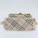 BURBERRY Nova Check Blue Label Shoulder Bag Canvas Beige Silver Auth bs30440-5