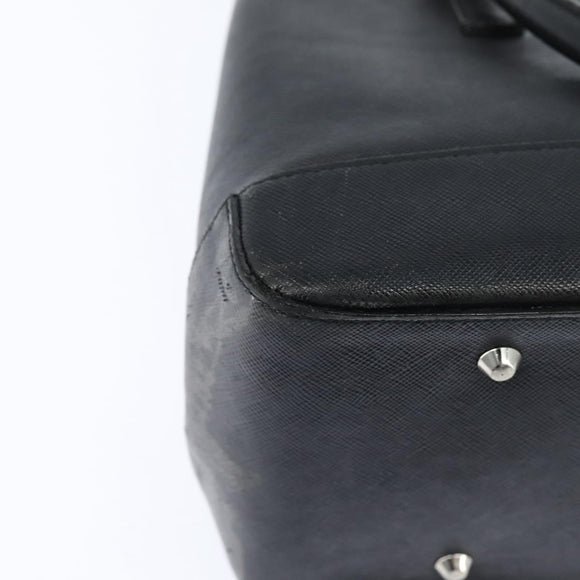 BURBERRY Hand Bag Leather Black Silver Auth bs30441