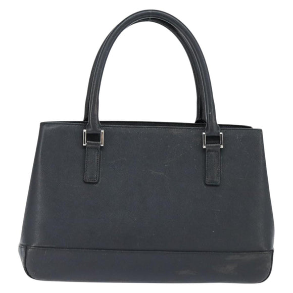 BURBERRY Hand Bag Leather Black Silver Auth bs30441