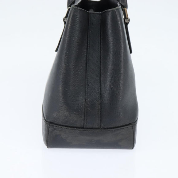 BURBERRY Hand Bag Leather Black Silver Auth bs30441