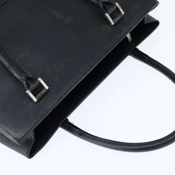 BURBERRY Hand Bag Leather Black Silver Auth bs30441