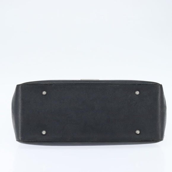 BURBERRY Hand Bag Leather Black Silver Auth bs30441