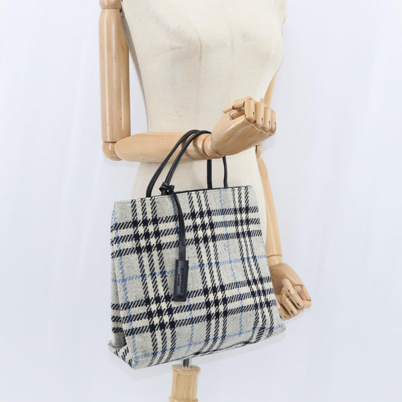 BURBERRY Nova Check Hand Bag tweed Gray Auth bs30442