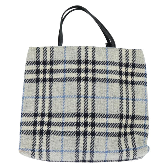 BURBERRY Nova Check Hand Bag tweed Gray Auth bs30442