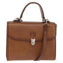 Burberrys Nova Check Hand Bag Leather 2way Brown Gold Auth bs30444-1