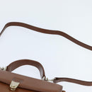 Burberrys Nova Check Hand Bag Leather 2way Brown Gold Auth bs30444-10