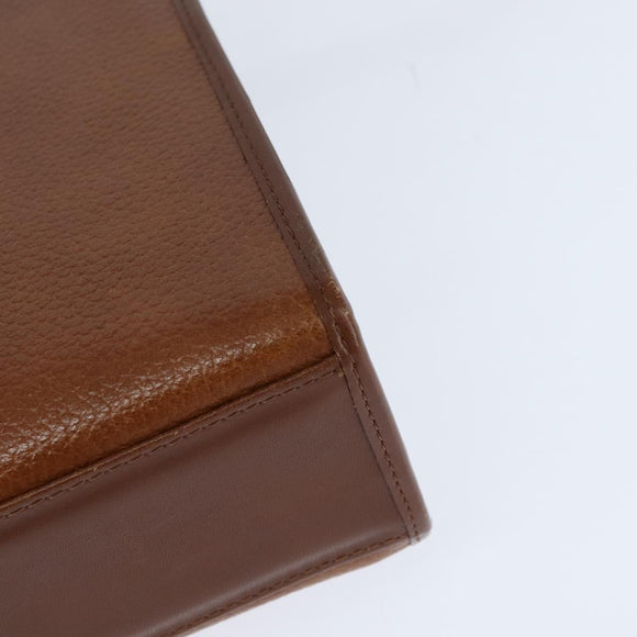 Burberrys Nova Check Hand Bag Leather 2way Brown Gold Auth bs30444