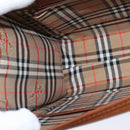 Burberrys Nova Check Hand Bag Leather 2way Brown Gold Auth bs30444-20