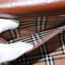 Burberrys Nova Check Hand Bag Leather 2way Brown Gold Auth bs30444-21