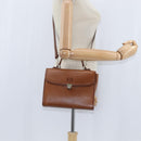 Burberrys Nova Check Hand Bag Leather 2way Brown Gold Auth bs30444-22