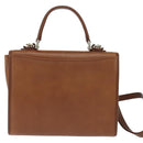 Burberrys Nova Check Hand Bag Leather 2way Brown Gold Auth bs30444-2