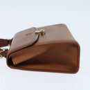 Burberrys Nova Check Hand Bag Leather 2way Brown Gold Auth bs30444-3