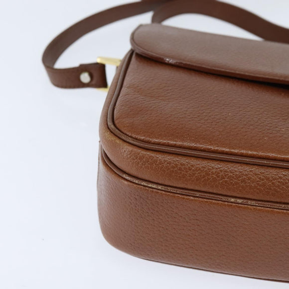 Burberrys Nova Check Shoulder Bag Leather Brown Gold Auth bs30445