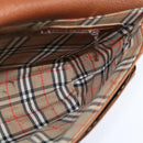 Burberrys Nova Check Shoulder Bag Leather Brown Gold Auth bs30445-18