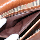 Burberrys Nova Check Shoulder Bag Leather Brown Gold Auth bs30445-12