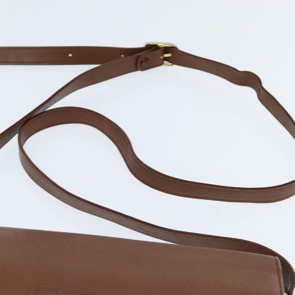 Burberrys Nova Check Shoulder Bag Leather Brown Gold Auth bs30445