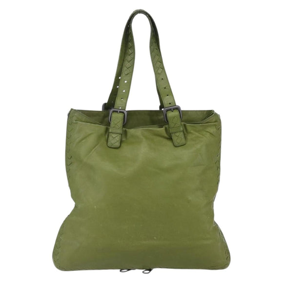 BOTTEGA NVENETA INTRECCIATO Shoulder Bag Leather Green Auth bs30446