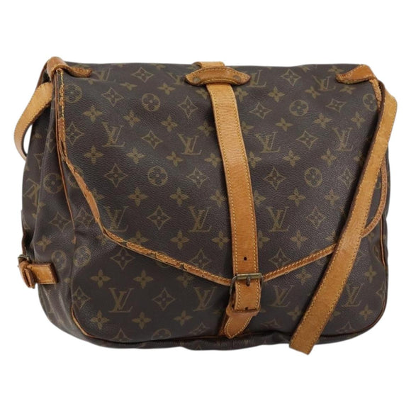 LOUIS VUITTON Monogram Saumur 35 Shoulder Bag M42254 LV Auth bs30448