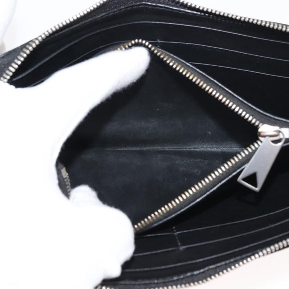 BOTTEGA VENETA Debossed INTRECCIATO Round Zip Wallet Leather Black Auth bs30450