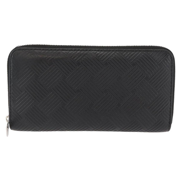 BOTTEGA VENETA Debossed INTRECCIATO Round Zip Wallet Leather Black Auth bs30450