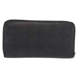 BOTTEGA VENETA Debossed INTRECCIATO Round Zip Wallet Leather Black Auth bs30450 - 0