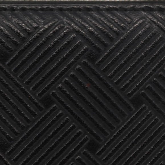 BOTTEGA VENETA Debossed INTRECCIATO Round Zip Wallet Leather Black Auth bs30450