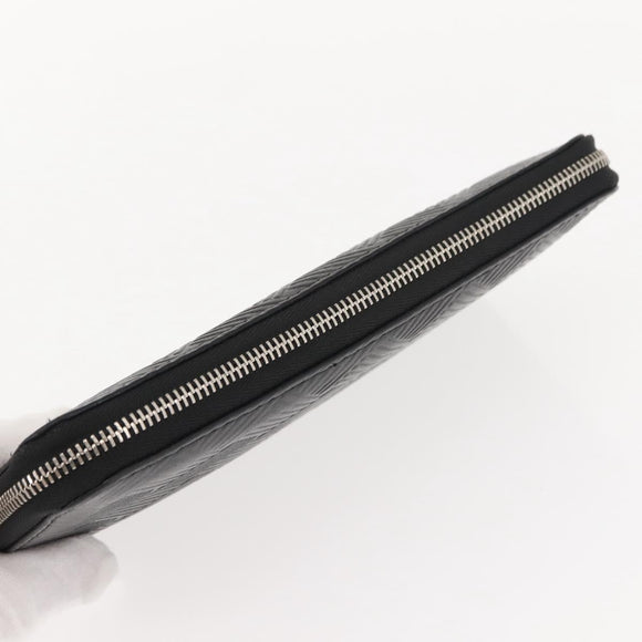 BOTTEGA VENETA Debossed INTRECCIATO Round Zip Wallet Leather Black Auth bs30450