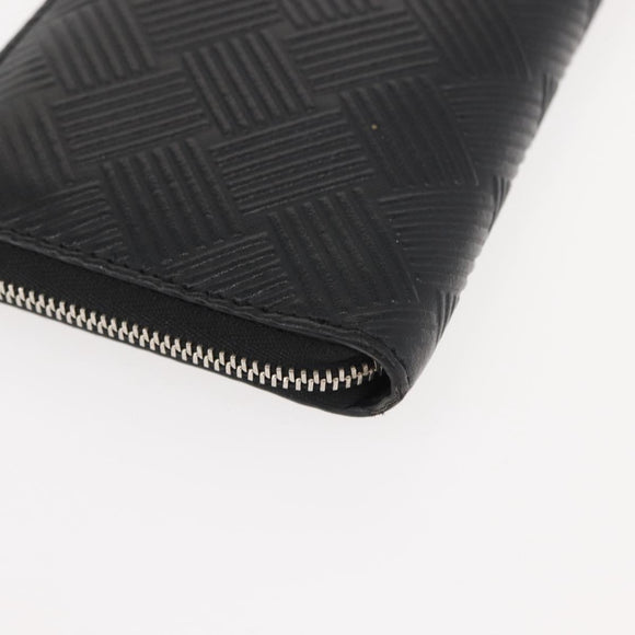 BOTTEGA VENETA Debossed INTRECCIATO Round Zip Wallet Leather Black Auth bs30450