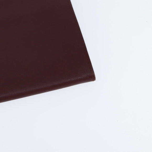 CARTIER Must Line Clutch Bag Leather Bordeaux Gold Auth bs30457