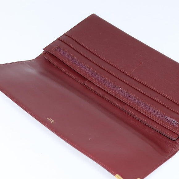 CARTIER Must Line Clutch Bag Leather Bordeaux Gold Auth bs30457