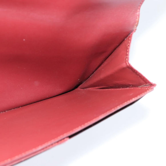 CARTIER Must Line Clutch Bag Leather Bordeaux Gold Auth bs30457