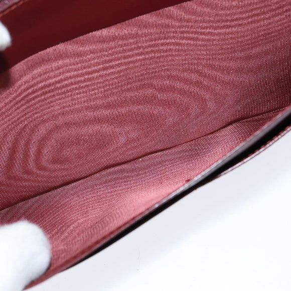 CARTIER Must Line Clutch Bag Leather Bordeaux Gold Auth bs30457