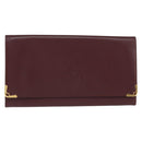 CARTIER Must Line Clutch Bag Leather Bordeaux Gold Auth bs30457-1