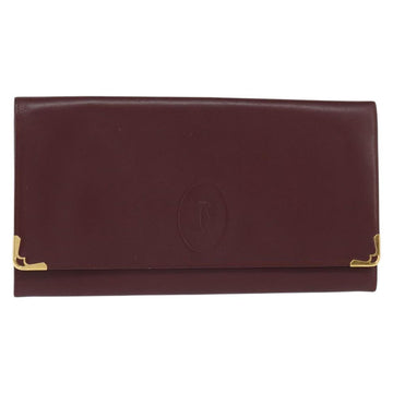 CARTIER Must Line Clutch Bag Leather Bordeaux Gold Auth bs30457