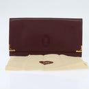 CARTIER Must Line Clutch Bag Leather Bordeaux Gold Auth bs30457-12
