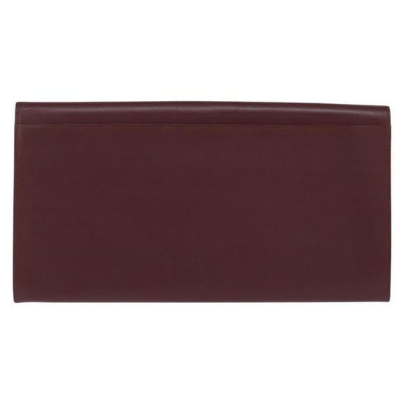 CARTIER Must Line Clutch Bag Leather Bordeaux Gold Auth bs30457