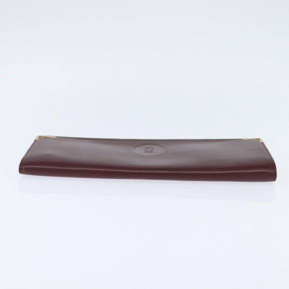 CARTIER Must Line Clutch Bag Leather Bordeaux Gold Auth bs30457