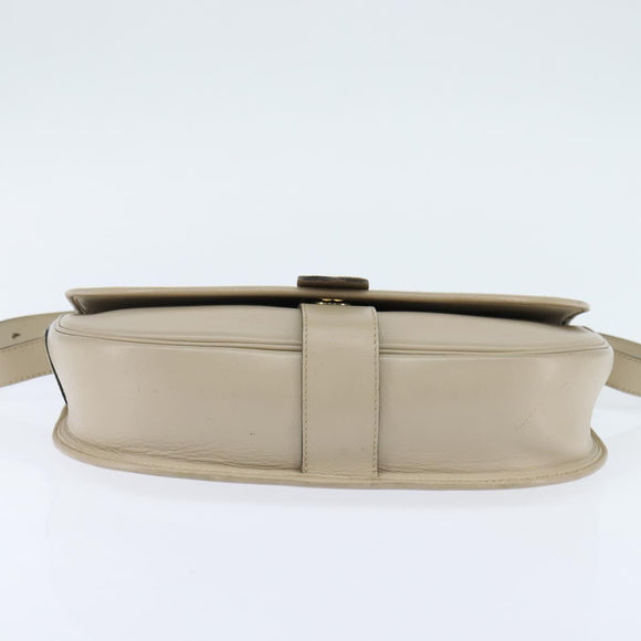 Christian Dior Shoulder Bag Leather Beige Gold Auth bs30458