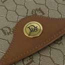 Christian Dior Honeycomb Canvas Clutch Bag PVC Beige Gold Auth bs30459-8