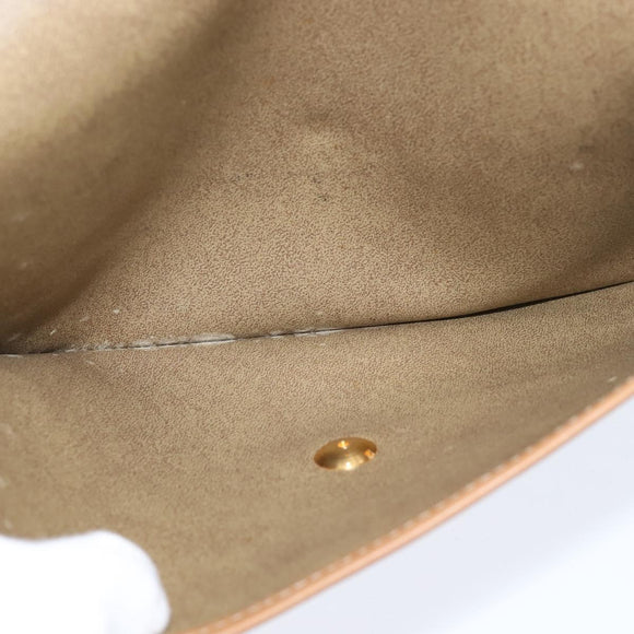 Christian Dior Honeycomb Canvas Clutch Bag PVC Beige Gold Auth bs30459