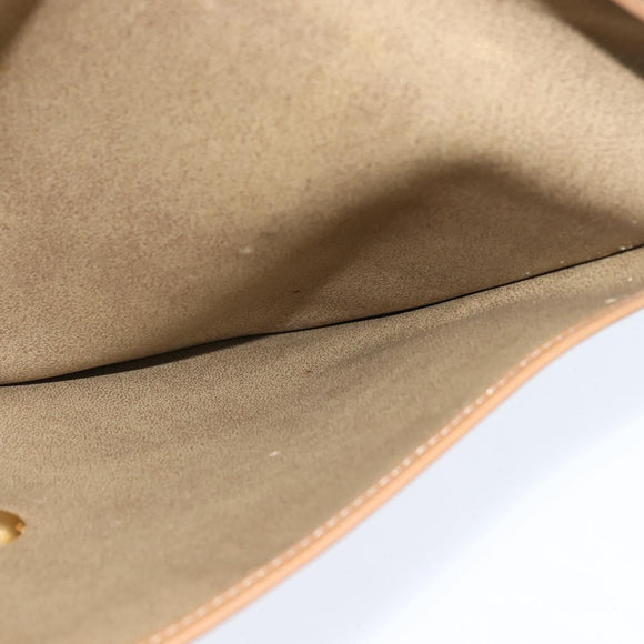 Christian Dior Honeycomb Canvas Clutch Bag PVC Beige Gold Auth bs30459