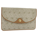 Christian Dior Honeycomb Canvas Clutch Bag PVC Beige Gold Auth bs30459-1