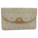 Christian Dior Honeycomb Canvas Clutch Bag PVC Beige Gold Auth bs30459-13