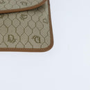 Christian Dior Honeycomb Canvas Clutch Bag PVC Beige Gold Auth bs30459-14