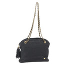 BALLY Chain Shoulder Bag Leather Black Auth bs30460-1