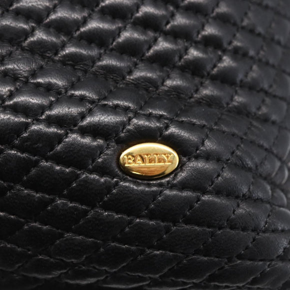 BALLY Chain Shoulder Bag Leather Black Auth bs30460