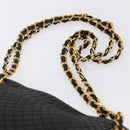 BALLY Chain Shoulder Bag Leather Black Auth bs30460-8