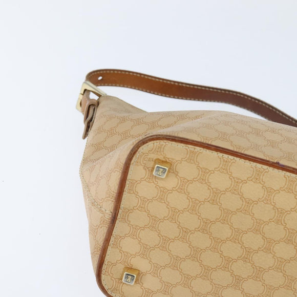 CELINE Macadam Canvas Shoulder Bag Beige Gold Auth bs30462